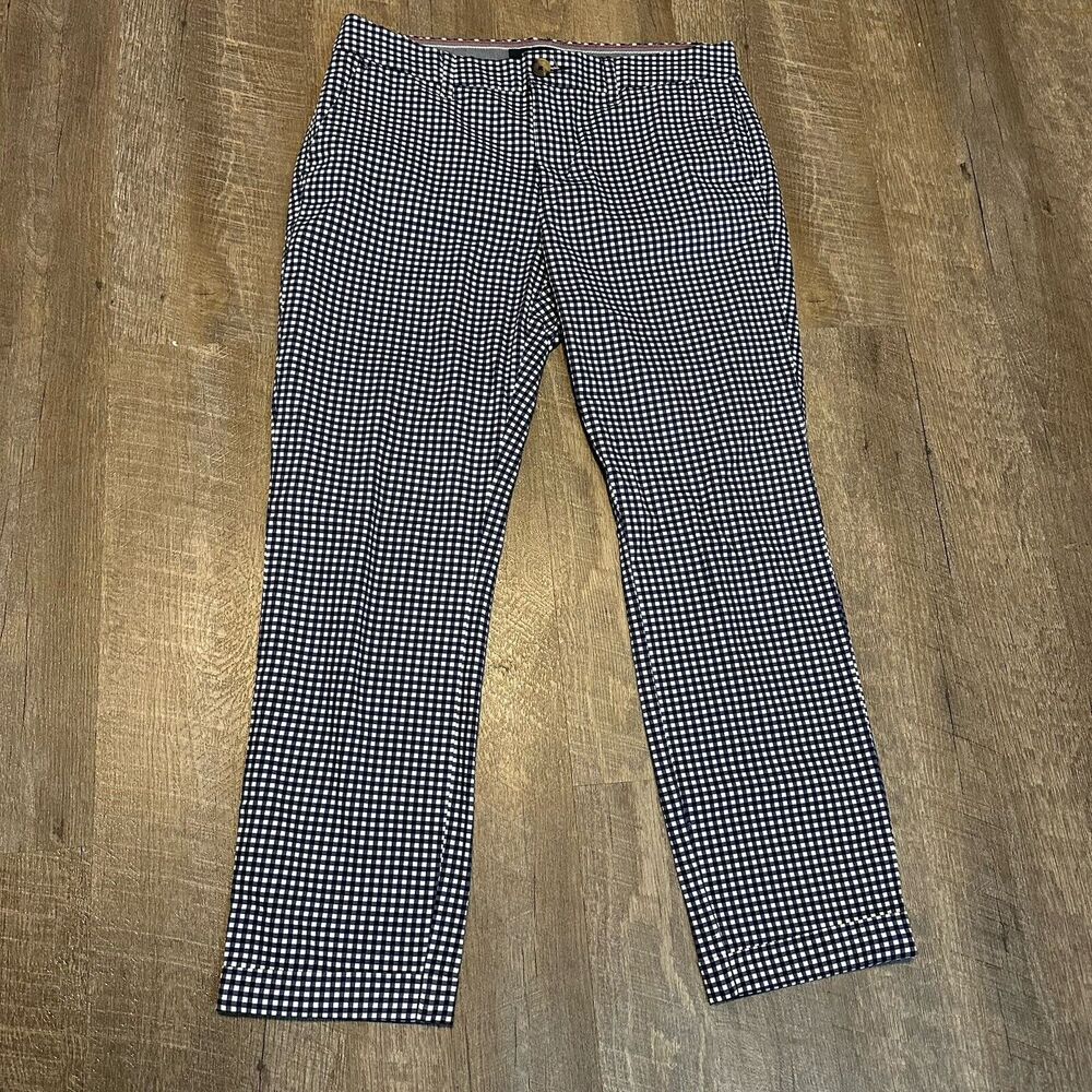 Tommy Hilfiger Navy Blue White Gingham Pants Women’s Size‎ 6 Career Dress Pants